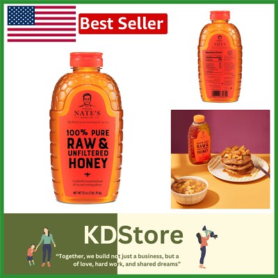 Nature Nate's 100% Raw & Unfiltered Honey - Delicious Sweetener in 32oz Bottle