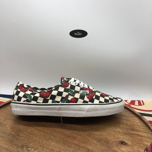 Vans Men Authentic Custom Checkerboard Cherry Canvas Skate Shoe Sneaker Size 8.5