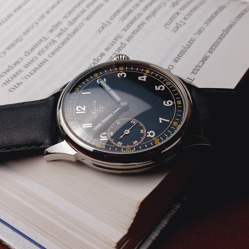 Swiss Watch Alpina Black Dial Vintage Antique Swiss Marriage Men's Wristwatch - Picture 7 of 12