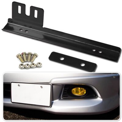 JDM Universal Black Front Bumper License Plate Mount Bracket Relocator Holder