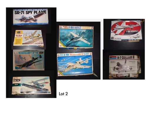 8 Vintage Mixed Lot of Military Airplane Models, 1:48 & 1:72 Scale * Read!