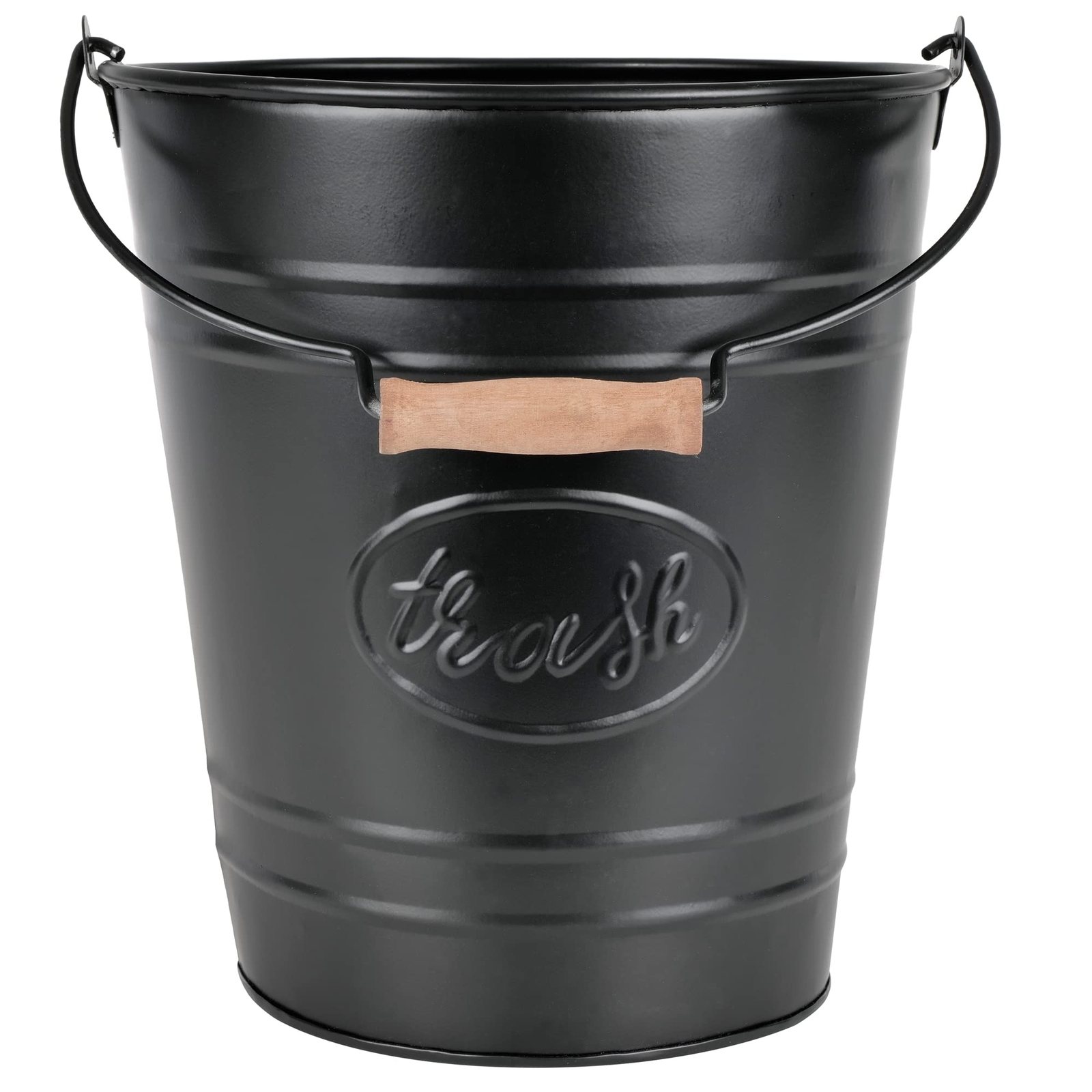Farmhouse Bathroom Trash Can - Decorative Rustic Black Trash Can Bucket with ...