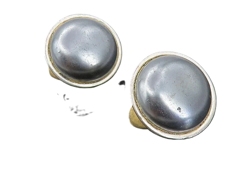 CAROLEE 925 Silver Vintage Blue Pearl Button Drop Non Pierce Earrings EG4185