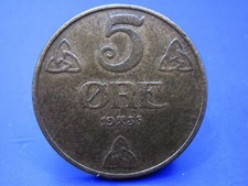 NORWAY 5 ORE COIN 1935  / SNIFF'S  ANCIENT COINS T-4/5