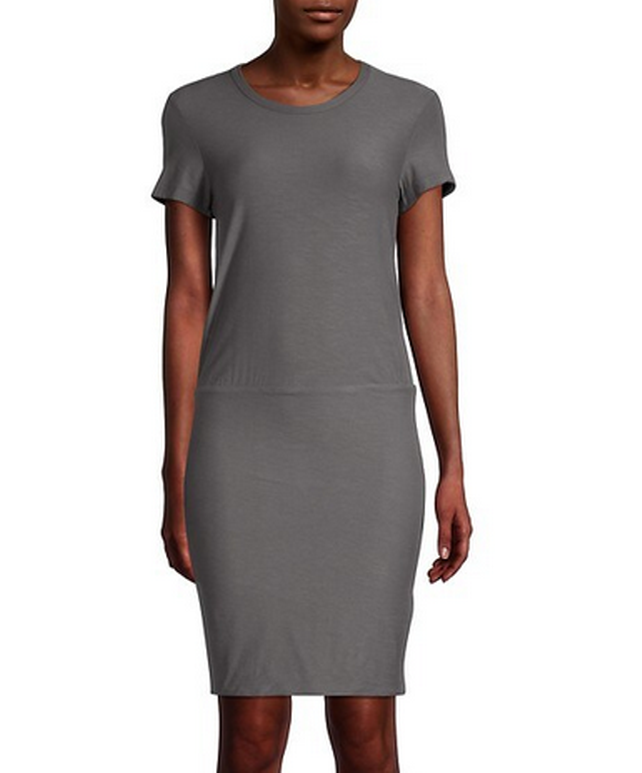 james perse short sleeve shirt dress James Perse Blouson T Shirt Dress in Talc