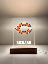 Personalized LED Light Up Wood Stand Chicago Bears Football Gift