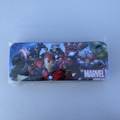 Marvel Comics Heroes Avengers Metal Tin Case Pencil Box New