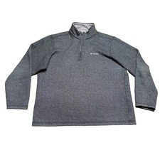 Columbia Fleece Mens L Great Hart Mountain III Half Zip Sweatshirt Grey AM1534
