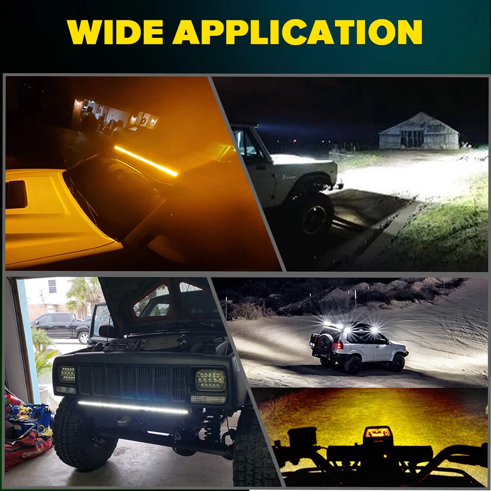 Barra de luz LED estroboscópica blanca ámbar 32 pulgadas punto inundación SUV UTV 4x4 ATV todoterreno 30"" Foto 4 de 4