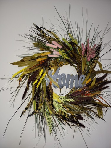 HOME WREATH flowers Decor Front Door Large brown fall autumn winter - Picture 5 of 7