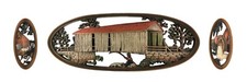 Burwood Products 4351 Covered Bridge Fisherman Water Mill Plaques 3 Pc Set
