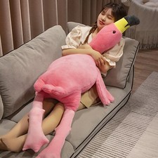 Almohada de peluche de flamenco de 63" muñeca de peluche gigante rosa...