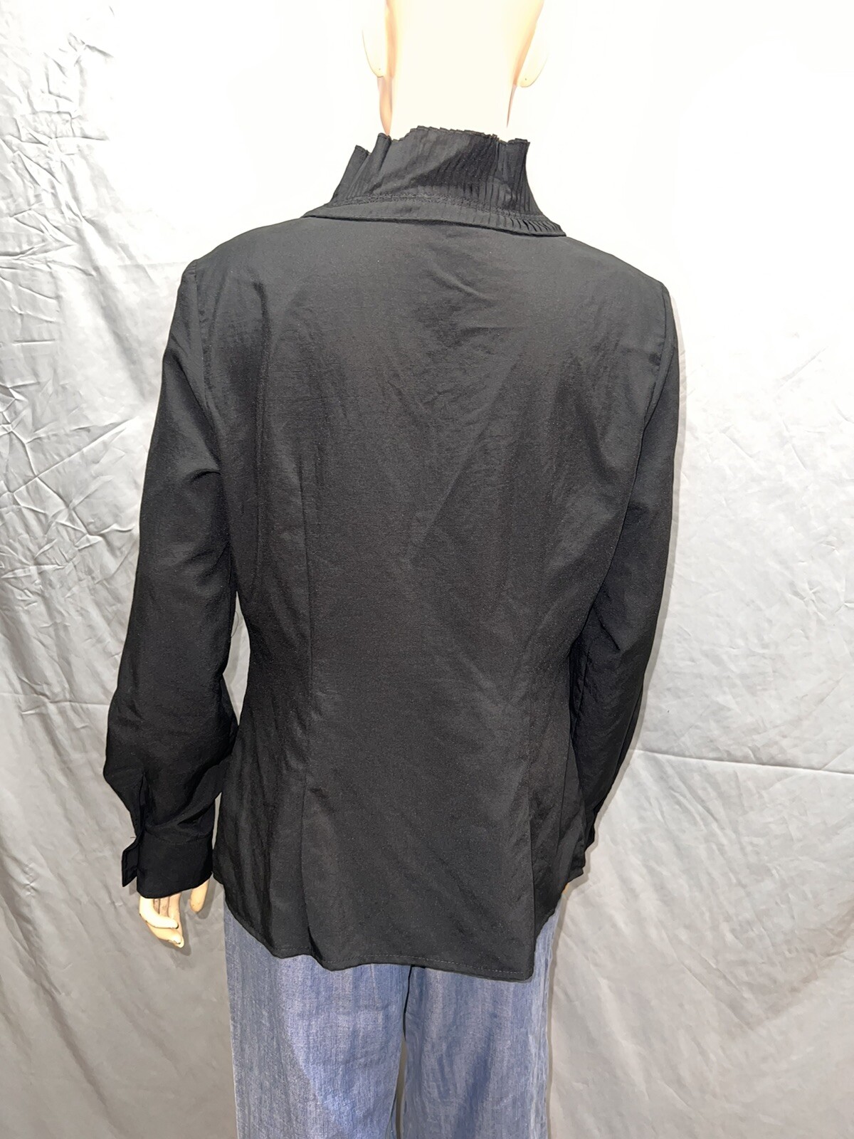 Attention Ruffle Pleated Button Down Long Sleeve … - image 3