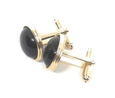 BLACK ONYX DOMED CUFFLINKS