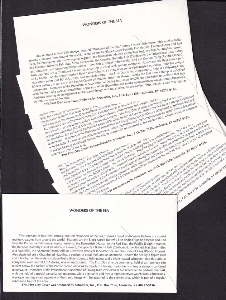 1994 Wonders of the Sea Sc 2863-2866 2866a set of 5 Artmaster cachets - Image 2 of 2