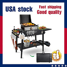 17'' / 22'' Table Griddle Stand Portable Outdoor Grill w/ Wheels Camping Outdoor