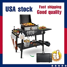 17'' / 22'' Table Griddle Stand Portable Outdoor Grill w/ Wheels Camping Outdoor