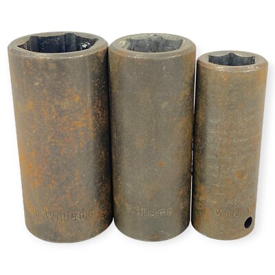 Williams 14M-630 14-630 14-624 Deep Impact Socket 6PT 1/2 3/4'' Drive, 3 Pcs Set