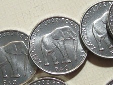 2002 Somalia  BULL  ELEPHANT   5 Shilling coin    10 coin group