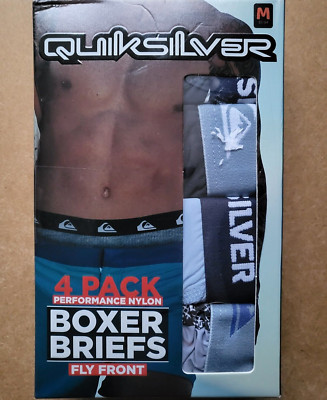 Quiksilver Underwear Men s 4pk Performance Boxer Briefs Fly Pouch 4 Pack M
