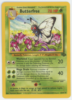 1999 butterfree pokemon card (33/64) [Jungle 1st Edition] the official authentication and grading ensure this card remains a verified mainstay of your growing collection. Butterfree 33/64 Uncommon Unlimited Edition