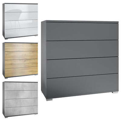 Kommode Schrank Anrichte Sideboard Pavos V3 in Anthrazit - Hochglanz & Naturtöne