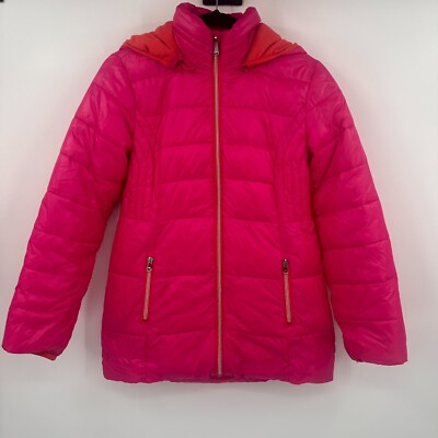 Michael Kors Puffer Jacket Girls 16 Pink Pockets Long Sleeve Full Zip