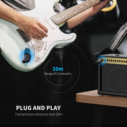 LEKATO 5.8G Electric Guitar Wireless System Transmitter Receiver + Charging Box - Picture 5 of 9