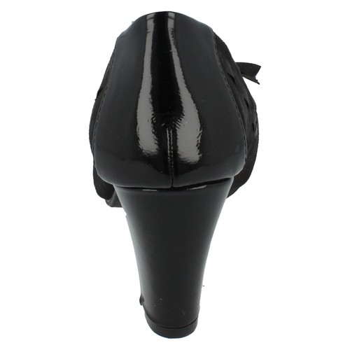 Ladies Spot On Black Slip On Court shoe F9880 - Picture 6 of 9