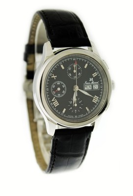 Jean Marcel Chronograph Valjoux 7750 38mm Steel Black Day Date Automatic Watch