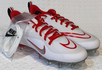 NIKE Ohio State Alpha Huarache 8 Pro White Red Black Silv Lacrosse Cleats Mens 8