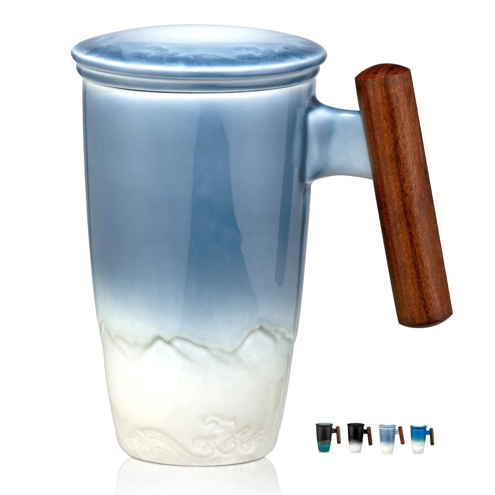 Tomotime Tea Cup with Infuser and Lid 400ml Ceramic Tea Mugs Smooth Inner Wal...