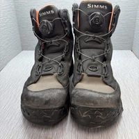 Simms RiverTek BOA Wading Boots Men's 8 Vibram Sole Fly Fishing Black Brown