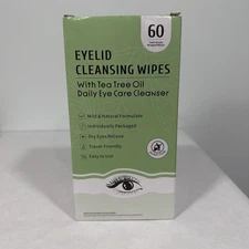 60 ct Eyelid Cleansing Wipes w/ Tea Tree Oil -individual wrapped, use for travel