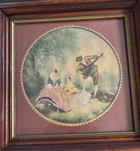 VINTAGE HEIRLOOM EMBROIDERY FRAMED NEEDLE PAINTING