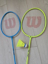 wilson badminton racket set with green shuttercock used