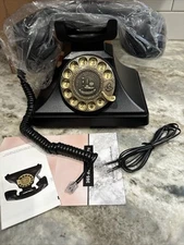 European Retro Landline Type  Archaic Telephone  Black
