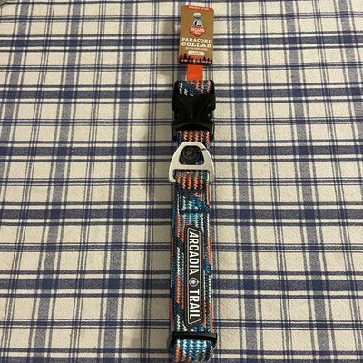 Arcadia Trail Blue/Orange Paracord Rope Adjustable Dog Collar Size L 18-26''