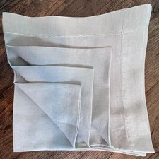 Kim Seybert Set of 15 Grey 100% Linen Napkins with Silver Running Stitch