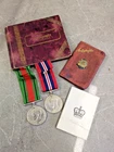 WW2 DEFENCE MEDALS AUTOGRAPH  SERVICE CORPS MILITARY CREST SKETCH BOOK
