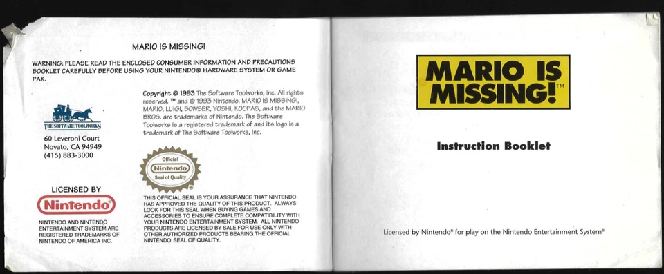 MANUAL ONLY Mario is Missing (Nintendo Entertainment System, 1993) Authentic. - Image 3 of 3