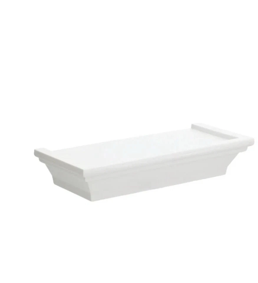 SET OF 2 Small White Floating Plastic Shelf Shelves  8.6" L  x 4" D Holds 5 lbs - Image 2 of 4