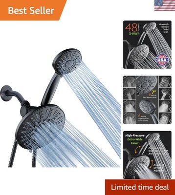 Elegant 7'' Rainfall Shower Head and 6-Setting Handheld Shower - Easy Install