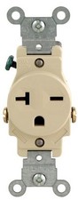 Leviton Single Receptacle Electrical Outlet 20 Amp 250 Volt Brown Commercial ...