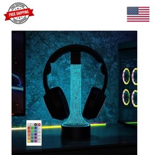 Light up Headphone Stand for Desk, Gaming Headset Holder RGB with 16 Color Li...