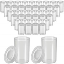 100 Pieces Film Canisters with Caps 35 mm Plastic Empty Camera Reel clear