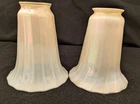 Antique Steuben Art Glass Shades Aurene Opal Calcite Pair