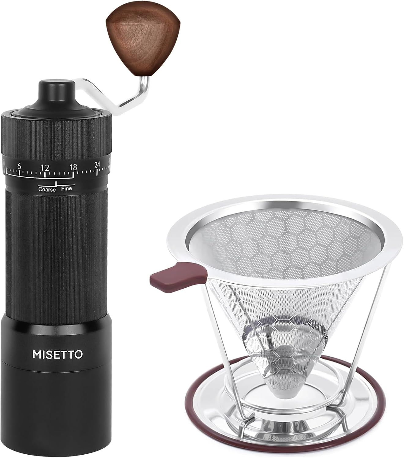 Stainless Steel Pour Over Coffee Dripper & Manual Conical Bu