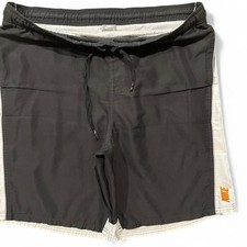 VTG Nike Shorts Mens L Gray Polyester Swim Spellout Netting Drawstring 2000s Y2K