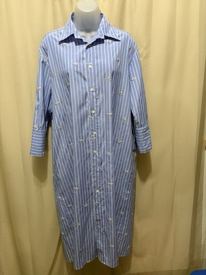 Simonetta Ravizza Blue Striped Shirt Dress Size Italy 40